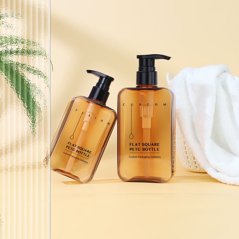 Custom Flat Square 200ml 300ml Flat Square PETG Shampoo Bottle Cosmetic Lotion Plastic Bottle - 图片 7