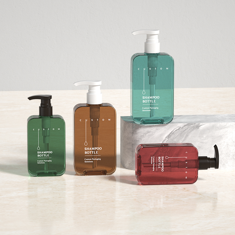 Custom Flat Square 200ml 300ml Flat Square PETG Shampoo Bottle Cosmetic Lotion Plastic Bottle - 图片 2