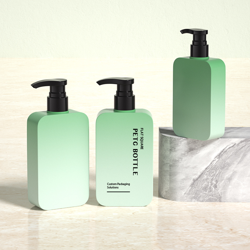 Custom Flat Square 200ml 300ml Flat Square PETG Shampoo Bottle Cosmetic Lotion Plastic Bottle - 图片 6