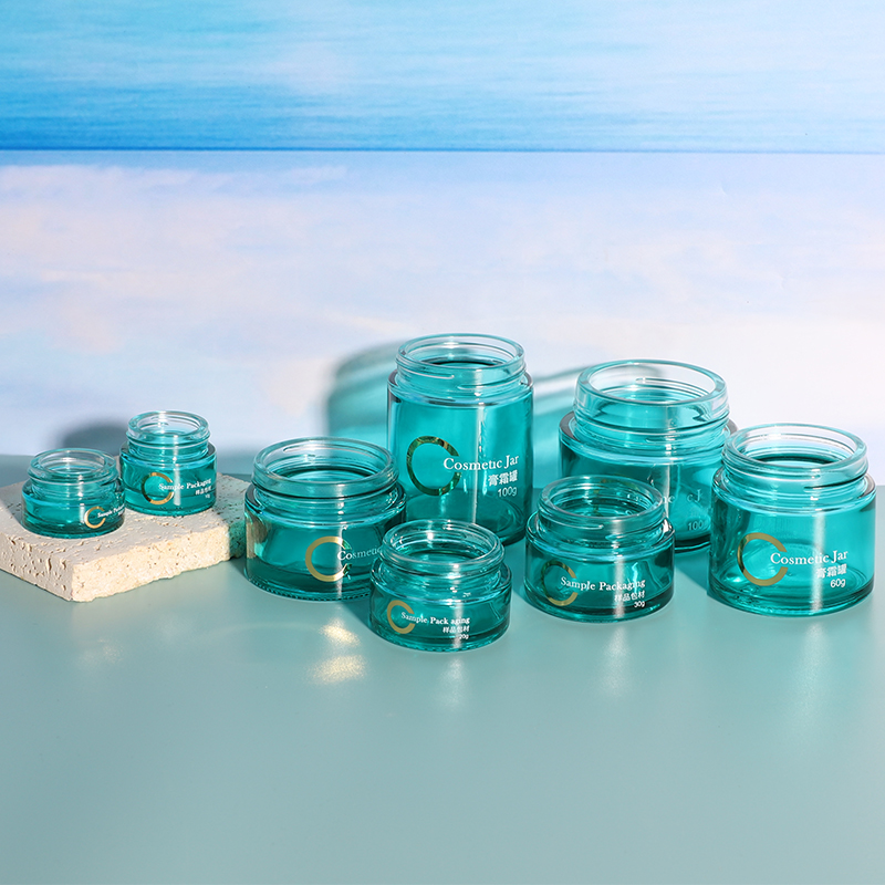 Wholesale Luxury 5g-100g Blue Cosmetic Packaging Glass Cream Jar With White Lid - 图片 7