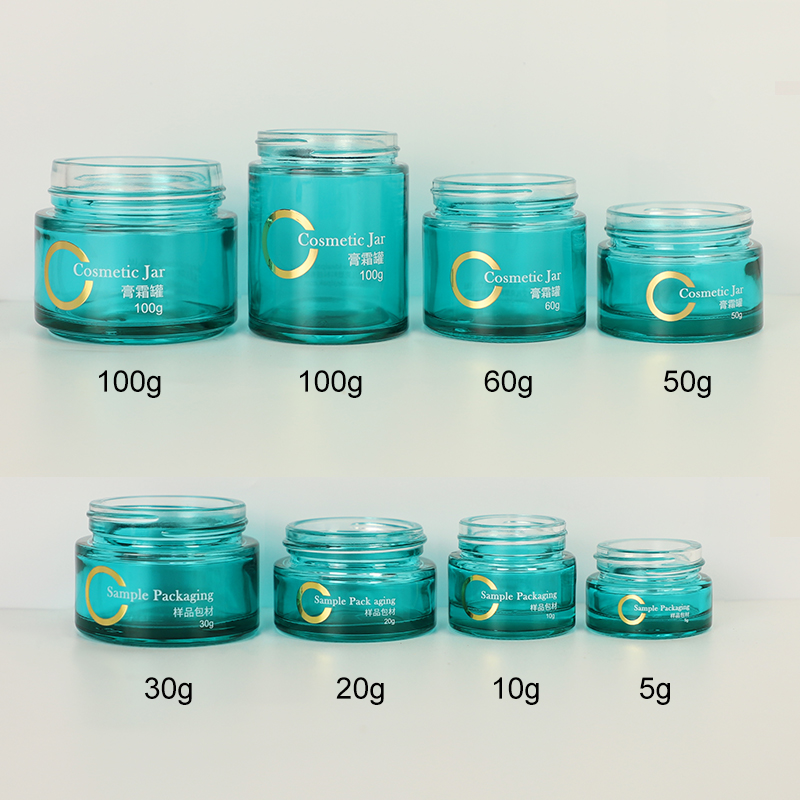 Wholesale Luxury 5g-100g Blue Cosmetic Packaging Glass Cream Jar With White Lid - 图片 8