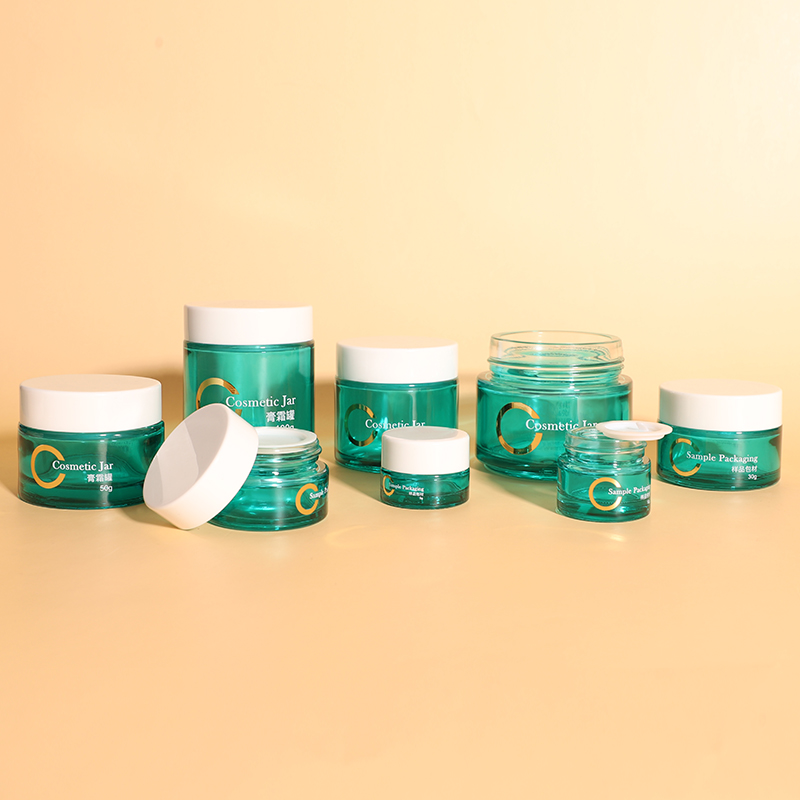 Wholesale Luxury 5g-100g Blue Cosmetic Packaging Glass Cream Jar With White Lid - 图片 3