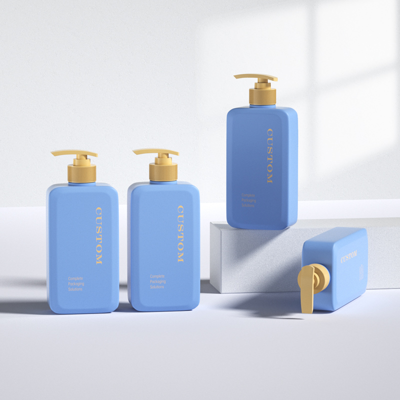 Luxury Green Lotion Pump Bottle – 400ml Customizable PE Square Bottle - 图片 2