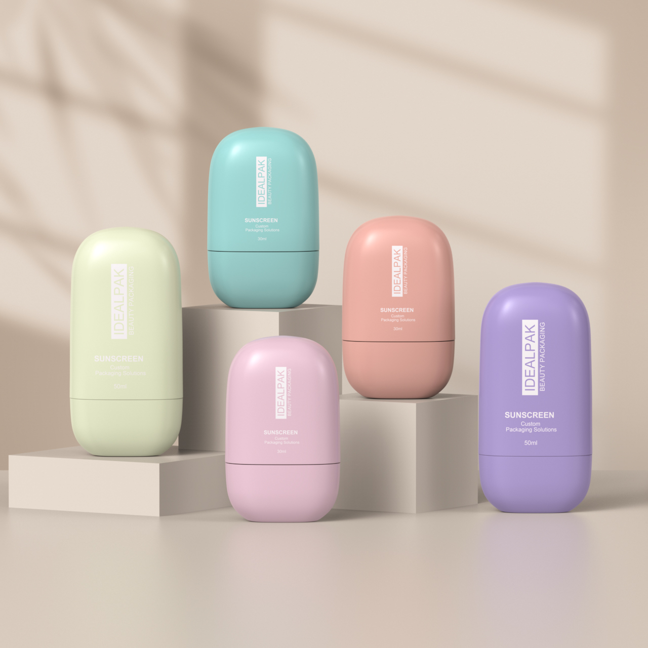 50ml Blue Sunscreen Bottle – Customizable Travel Sunscreen Bottle & 30ml Sunscreen Smear Bottle for Premium Skincare Packaging - 图片 2