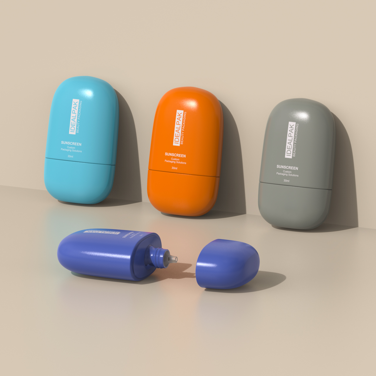 50ml Blue Sunscreen Bottle – Customizable Travel Sunscreen Bottle & 30ml Sunscreen Smear Bottle for Premium Skincare Packaging - 图片 3