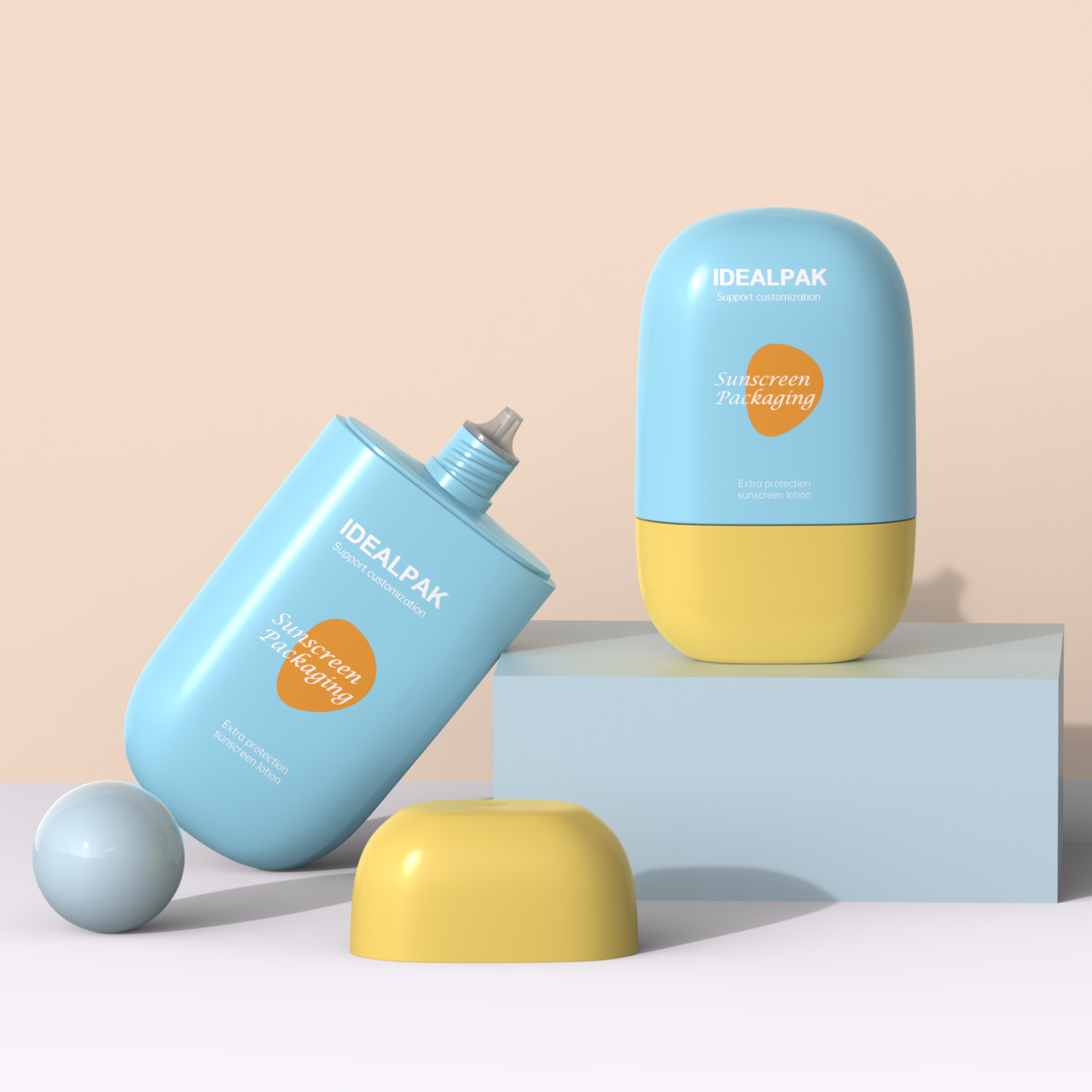 50ml Blue Sunscreen Bottle – Customizable Travel Sunscreen Bottle & 30ml Sunscreen Smear Bottle for Premium Skincare Packaging - 图片 6