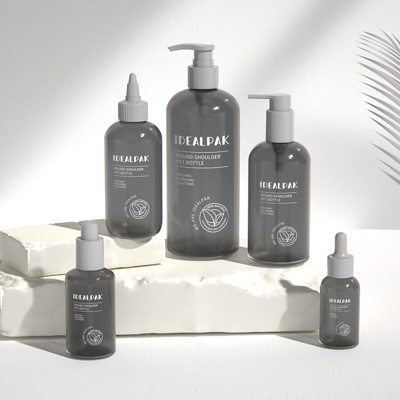 grey shampoo bottle