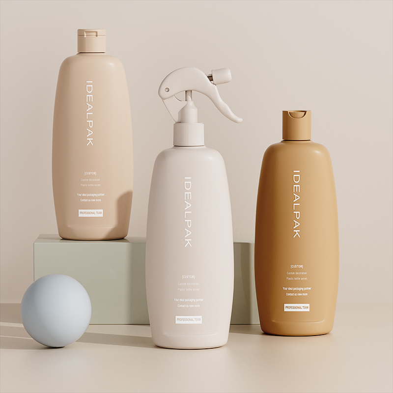 600ml flat plastic shampoo bottle